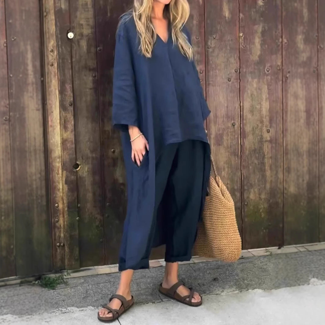 Minalova | Ensemble 2 pièces haut V et pantalon large