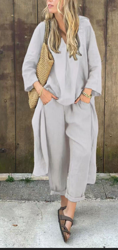 Minalova | Ensemble 2 pièces haut V et pantalon large