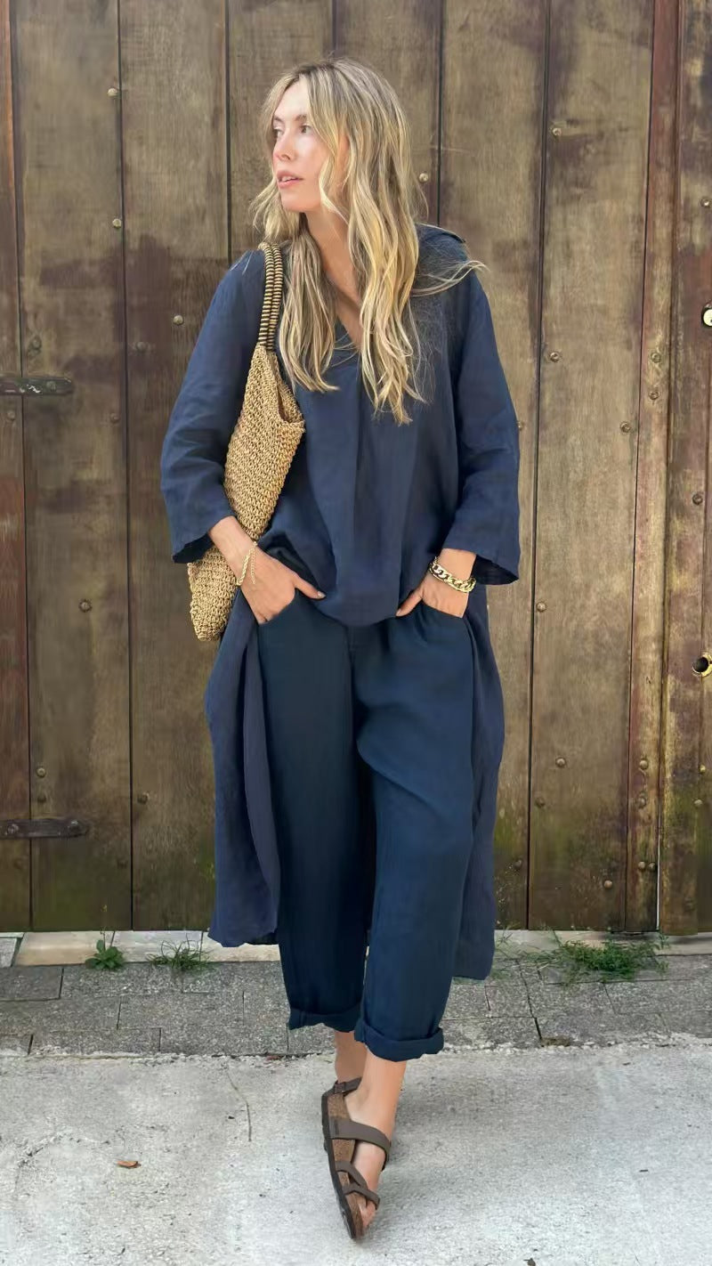 Minalova | Ensemble 2 pièces haut V et pantalon large